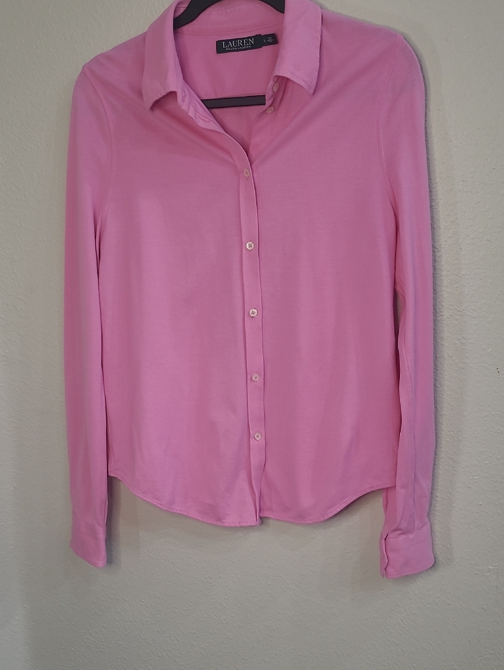 Lauren Ralph Lauren Pink Button-Front Women’s Shirt 100^ Cotton Large